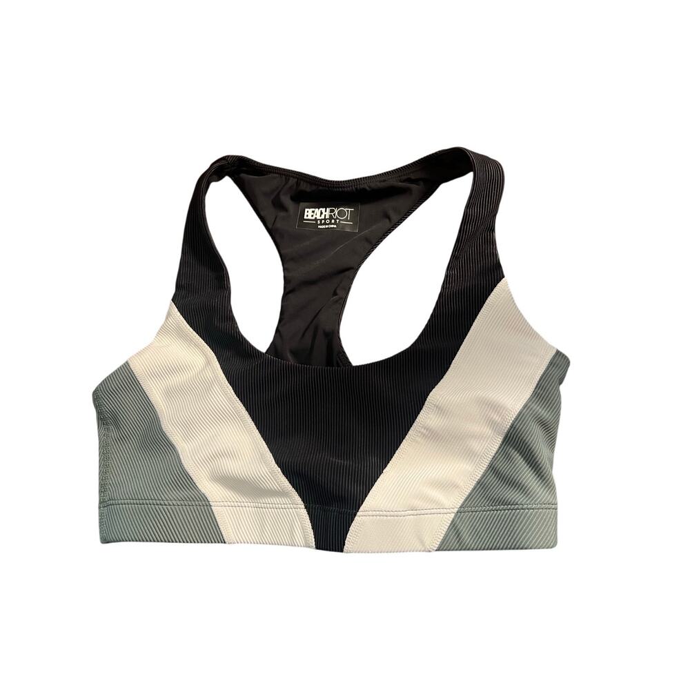 Beach Riot Shiny Ribbed Colorblock Sports Bra Size S